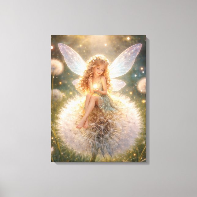 Dandelion Fairy in the glowing meadow Canvas Print (Front)