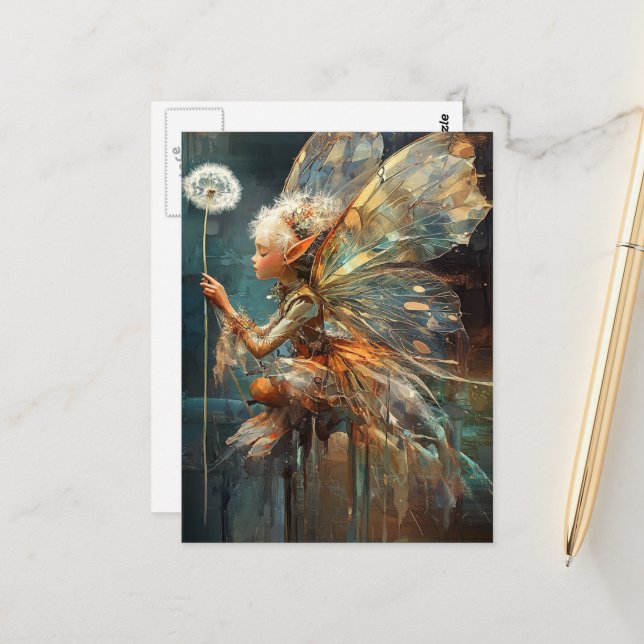 Dandelion Fairy Postcard (Front/Back In Situ)