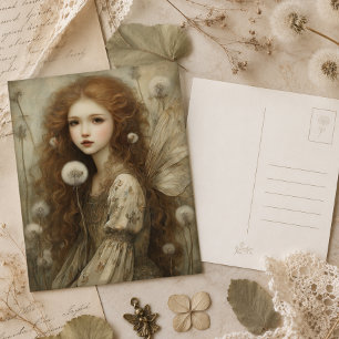 Dandelion Fairy Woodland Fantasy Watercolor Art Postcard