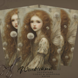 Dandelion Fairy Woodland Fantasy Watercolor Art Tissue Paper