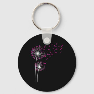 Dandelion Faith Hope Love Breast Cancer Awareness Keychain