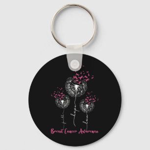Dandelion Faith Hope Love Breast Cancer Awareness  Keychain