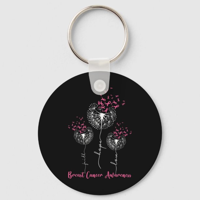 Dandelion Faith Hope Love Breast Cancer Awareness  Keychain (Front)