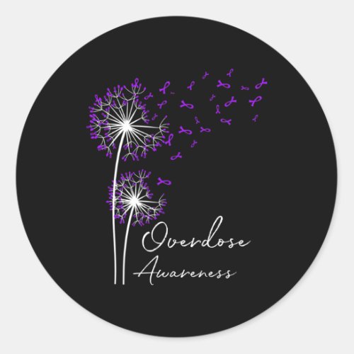 Dandelion Faith Hope Love Purple Overdose Awarenes Classic Round Sticker