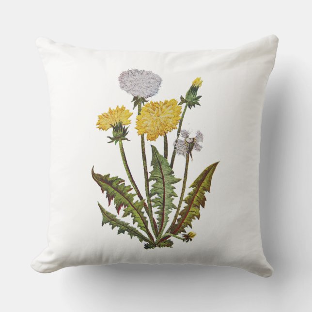 Dandelion Faux Embroidery Pillow (Front)