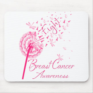 Dandelion Fight Breast Cancer Awareness Dragonfly. Mouse Pad