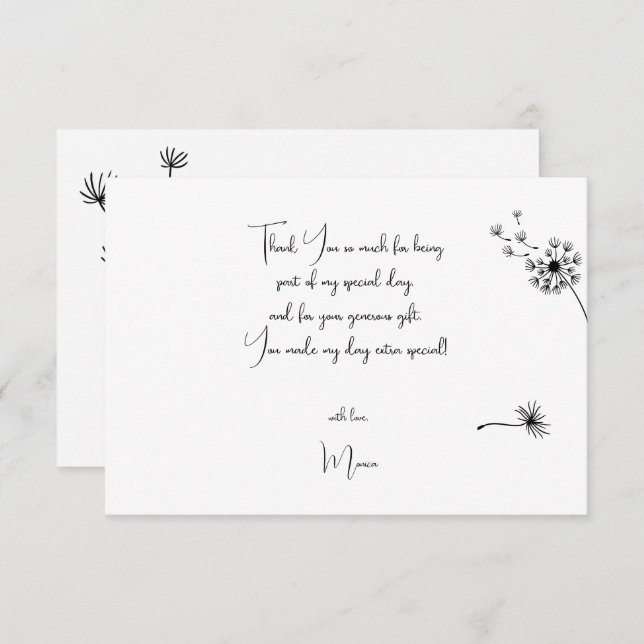 Dandelion first birthday thank you card (Front/Back)