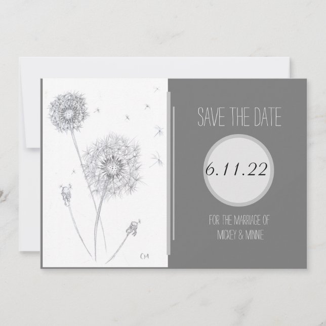 Dandelion Flat Save The Date Card (Front)