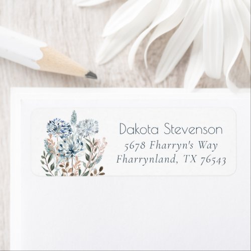 Dandelion Floral  Dusty Wildflower Return Address Label