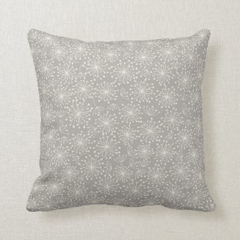 Dandelion Floral Grey And White Pillow by eventfulcards at Zazzle
