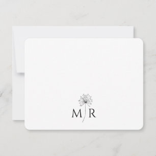 Dandelion Floral Monogram  Note Card