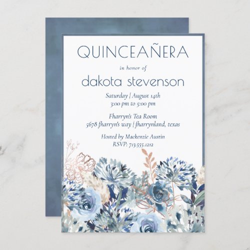 Dandelion Floral  Muted Bouquet Quiceanera Invitation