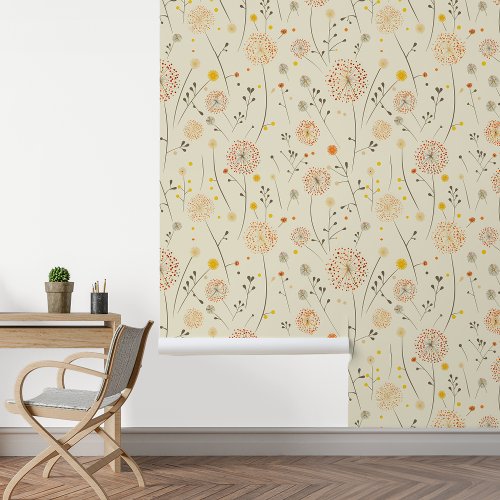 Dandelion Floral Orange Yellow Wallpaper