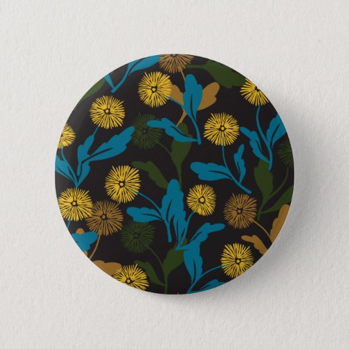 Dandelion floral pattern black ver button
