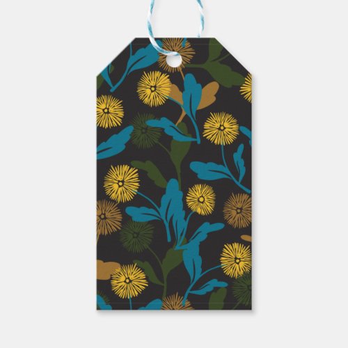 Dandelion floral pattern black ver gift tags