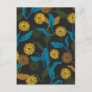 Dandelion floral pattern black ver postcard