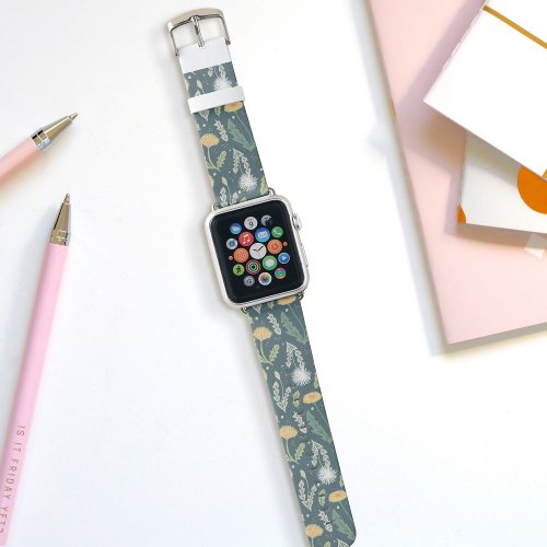 Dandelion Floral Weed Pattern Apple Watch Band