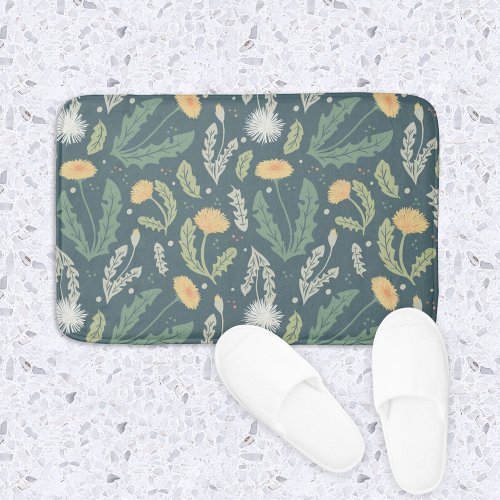 Dandelion Floral Weed Pattern Bath Mat