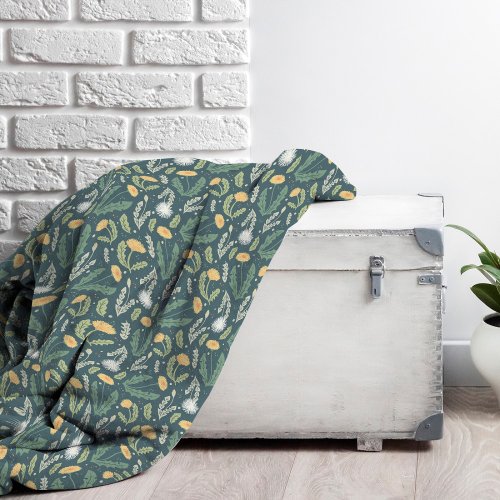 Dandelion Floral Weed Pattern Fleece Blanket