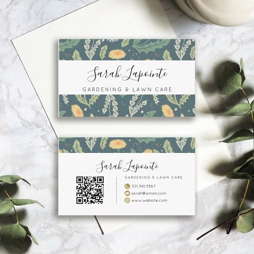 Dandelion Floral Weed Pattern Gardening Business Card