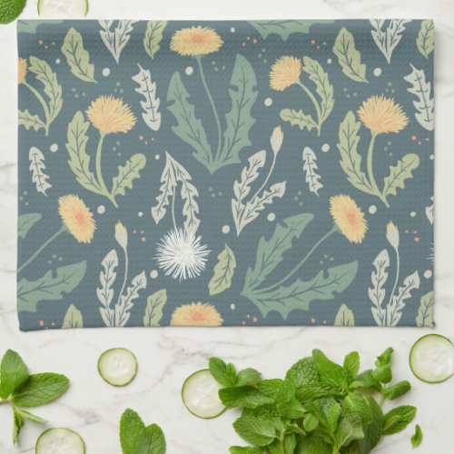 Dandelion Floral Weed Pattern Kitchen Towel