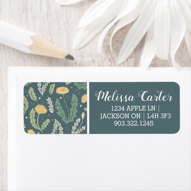 Dandelion Floral Weed Pattern Label (Insitu)