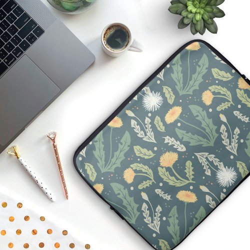 Dandelion Floral Weed Pattern Laptop Sleeve