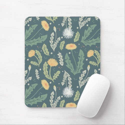 Dandelion Floral Weed Pattern Mouse Pad