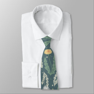 Dandelion Floral Weed Pattern Neck Tie