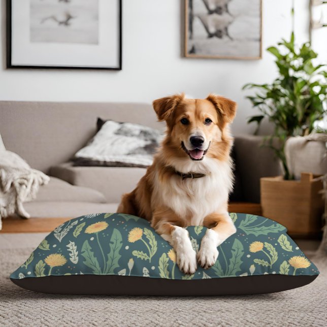 Dandelion Floral Weed Pattern Pet Bed (Dandelion Pattern Dog Bed)