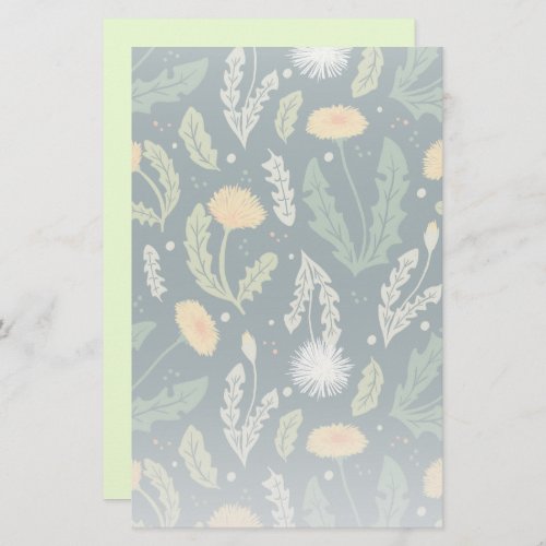 Dandelion Floral Weed Pattern Stationery