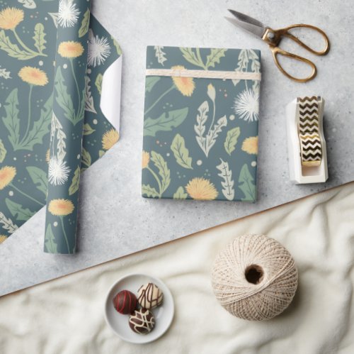 Dandelion Floral Weed Pattern Wrapping Paper