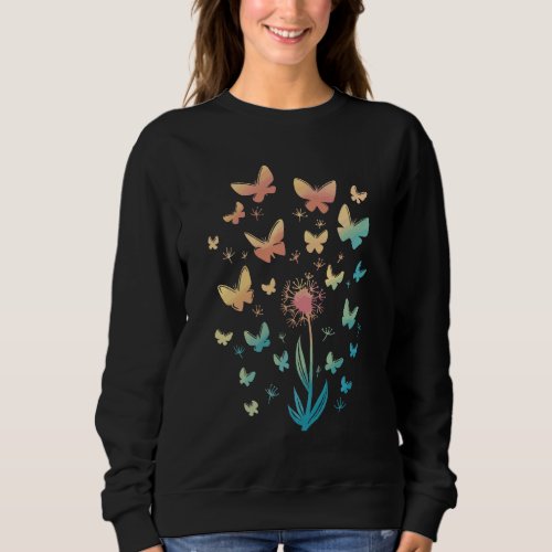 Dandelion flower and butterflies design sweatshirt