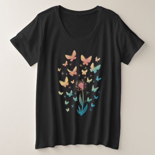 Dandelion flower and butterflies t_shirt design