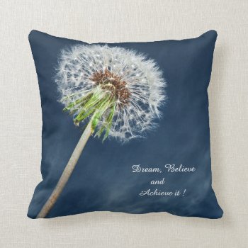 Dandelion Flower And Motivational Pillow by Click_Buy at Zazzle