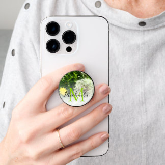 Dandelion flower and seed head photo Monogram PopSocket