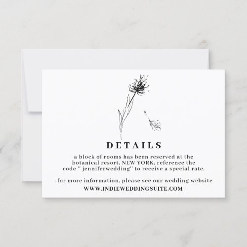 Dandelion Flower Boho Clear Wedding Details Invitation