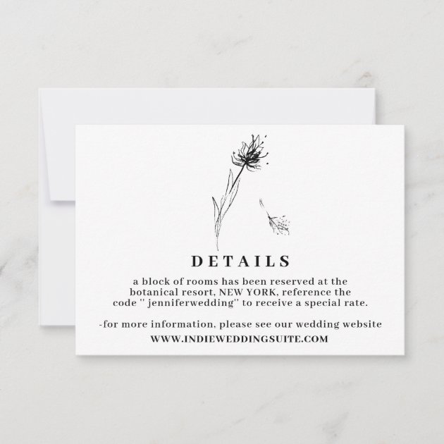 Dandelion Flower Boho Clear Wedding Details Invitation