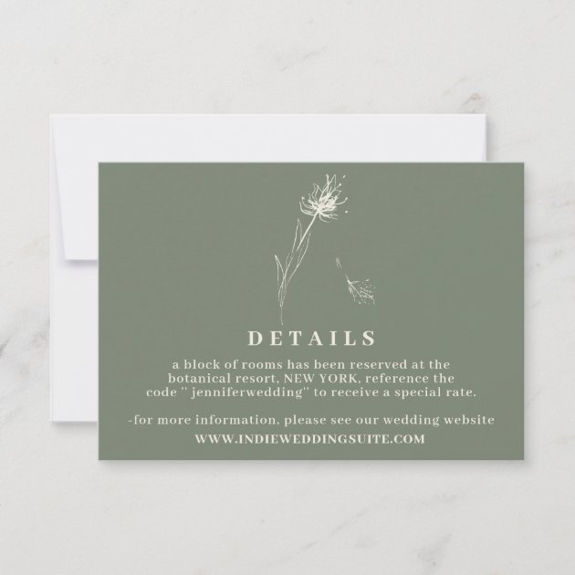 Dandelion Flower Boho Sage Simple Wedding Invitation