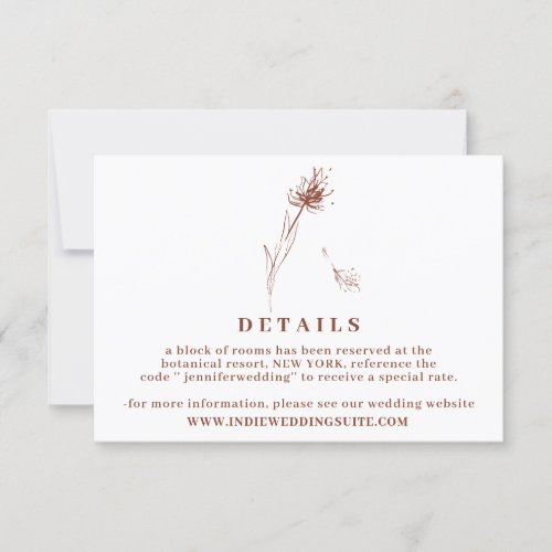 Dandelion Flower Boho Terracotta Wedding Details Invitation