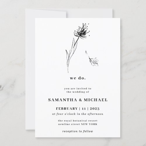 Dandelion Flower Clear Indie Botanical we do Invitation