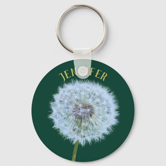 Dandelion Flower Dandelion Clock Personalized Keychain (Front)