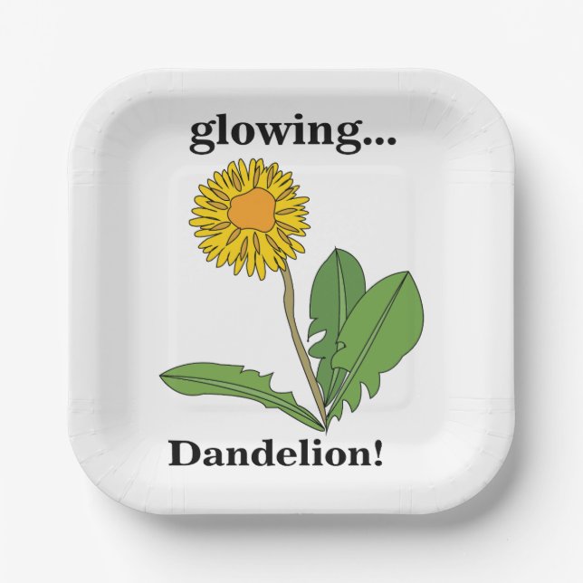 Dandelion Flower Floral Party Paper Plates (Front)