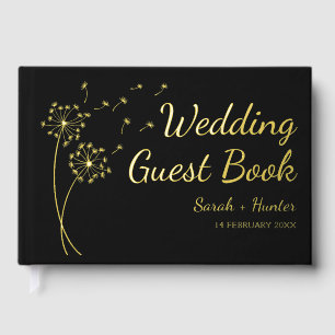 Dandelion Flower Gold Foil Wedding Guest Book