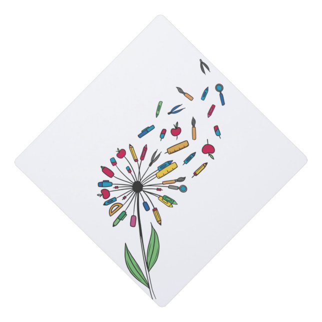 Dandelion flower graduation cap topper (Front)