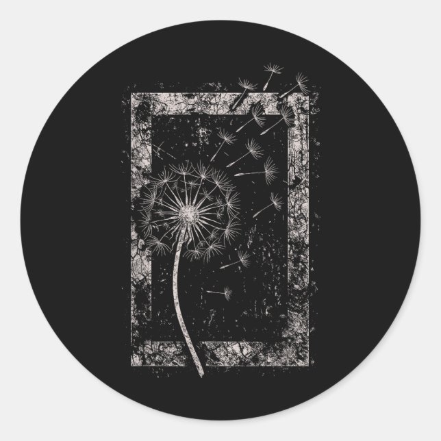 Dandelion Flower Grunge Alt Alternative Goth Gothi Classic Round Sticker (Front)