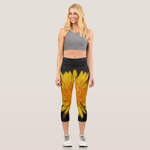 Dandelion Flower lecapcna Capri Leggings