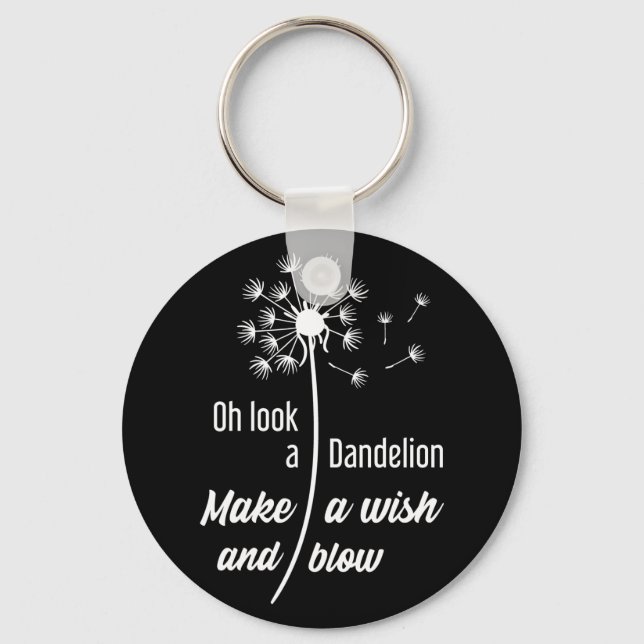 Dandelion Flower Make A Wish And Blow Keychain (Front)