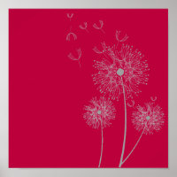 Dandelion flower on pink art