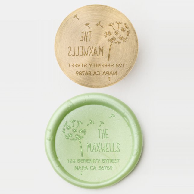 Dandelion Flower Parachutes Address Wax Seal Stamp (Stamped)